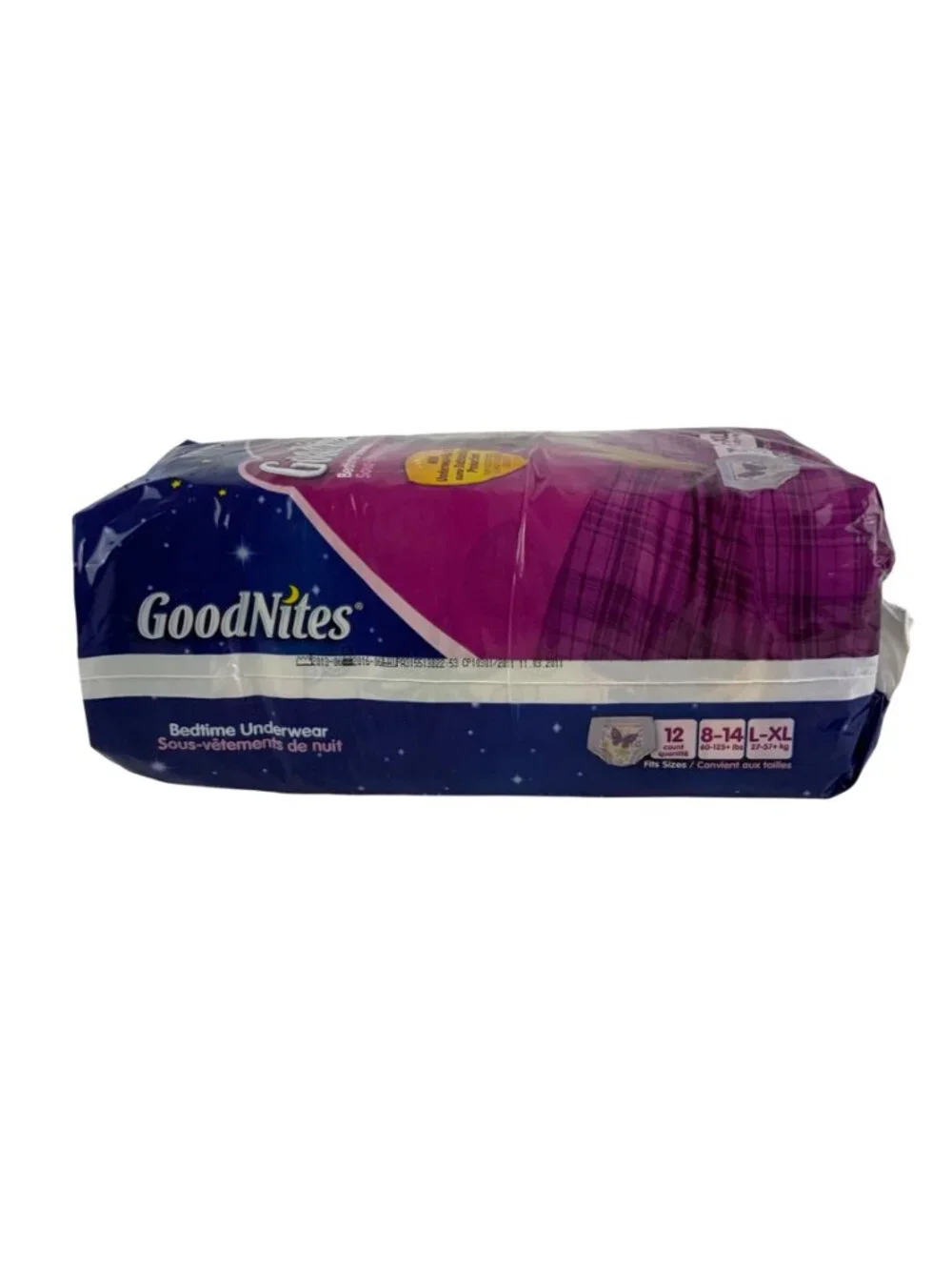 Goodnites Disposable Bedtime Underwear Girls L-XL 8-14 Years 12 count package